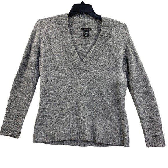 New York & Co Wool Blend Sweater Grey Sz XL V Neck Winter Warm Top - Picture 1 of 6
